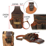 Reinforced Tourbon Leather Multiple Pockets Unique Belt Tool Organizer