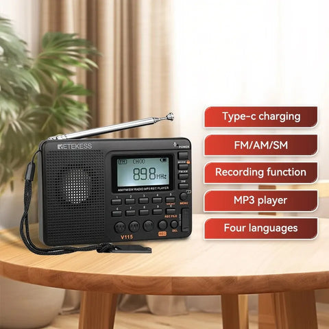 Rechargeable Shortwave FM AM SW Radio / USB Recorder / Speaker