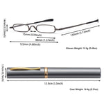 Ultra-thin Metal Reading Glasses with Tube Case
