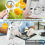 Desk Stand 2 in 1 USB Powered 5X/10X  Magnifier with LED Light