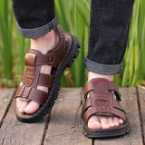 Casual Thick Sole Non-Slip Cowhide Comfort Sandals for Men