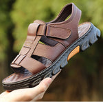 Casual Thick Sole Non-Slip Cowhide Comfort Sandals for Men