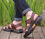 Casual Thick Sole Non-Slip Cowhide Comfort Sandals for Men