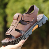 Casual Thick Sole Non-Slip Cowhide Comfort Sandals for Men