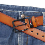 Premium-Grade PU Leather Alloy Pin Square Buckle Belt