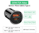 Baseus 30W Quick Charge 4.0 Dual Simultaneous Charging Universal Car Charger