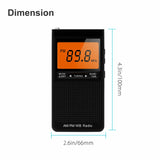 Pocket Alarm Clock FM AM Radio with Large LCD Display for Seniors