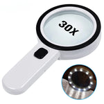 30X Handheld Illuminated Magnifier with 12 LED Lights For The Elderly