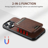 Magnetic Magsafe Charging Leather iPhone Case with Detachable Pocket