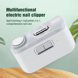 Rechargeable 2 in 1 Electric Nail Clipper & Nano Glass 360° Rotation Nail File