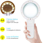 30X Handheld Illuminated Magnifier with 12 LED Lights For The Elderly