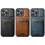 Magnetic 3in1 Leather Wallet with Built-In Kickstand iPhone Case