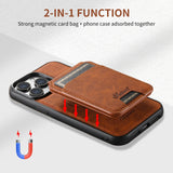 Magnetic Magsafe Charging Leather iPhone Case with Detachable Pocket