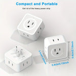 Non-Blocking Design US Plug 5 Way Multi Outlet Extender (2pc set)