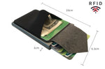 Slim Aluminum Pop up RFID Wallet With Elasticity Back Pouch