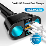 Quick Charge Multiple-Port 5 in 1 Car Charger with Digital Display