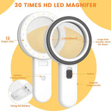 30X Handheld Illuminated Magnifier with 12 LED Lights For The Elderly