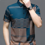 Business Pattern Print Short Sleeve Collar Polo Shirt