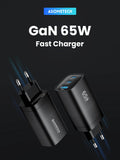 ASOMETECH 65W Newest GaN Technology QC4.0 Ultra Fast 3in1 Charger