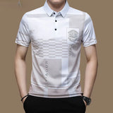 Business Pattern Print Short Sleeve Collar Polo Shirt