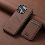 Magnetic Magsafe Charging Leather iPhone Case with Detachable Pocket