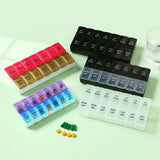 All-in-One Weekly 14 Grids Double-Row Pill Organizer Cases (2 pcs set)