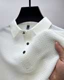 Short-Sleeve Plaid Pattern Ice Silk Polo Shirt