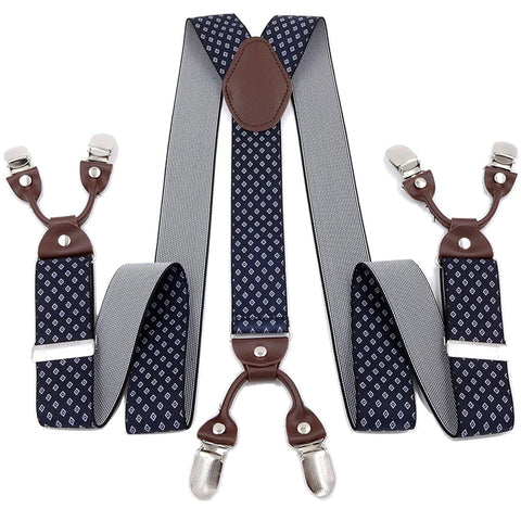 Big & Tall Friendly- Vintage Heavy Duty 6 Metal Clips Suspenders