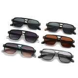 Designer Retro Double Bridges Square Gradient UV400 Sunglasses