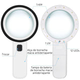 30X Handheld Illuminated Magnifier with 12 LED Lights For The Elderly