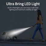 NightGlow™ Illuminated Retractable Dog Leash With LED Flashlight & RGB Ring