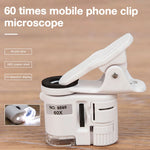 Universal Mobile Phone Clip 60X Magnifying Microscope with LED & UV Light