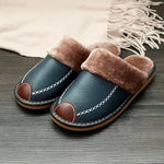 Winter Warm PU Leather Waterproof  Slippers for Men
