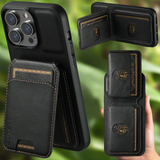 Magnetic 3in1 Leather Wallet with Built-In Kickstand iPhone Case