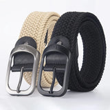 Casual Woven Elastic Lightweight Metal Buckle Belt