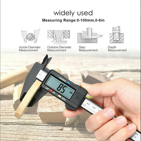 Electronic Digital mm/in Carbon Fiber Caliper with Large LCD Display
