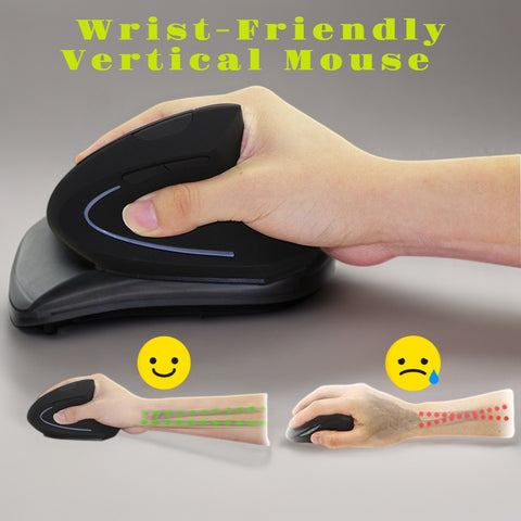 Strain & Pain-Free Wireless Ergonomic Wrist-Friendly Vertical Mouse