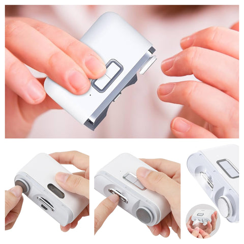 Rechargeable 2 in 1 Electric Nail Clipper & Nano Glass 360° Rotation Nail File