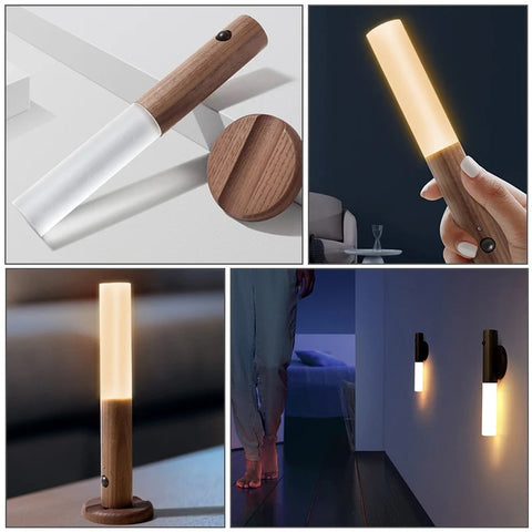 Magnetic Wooden Style Portable Rechargeable LED Wall Lamp