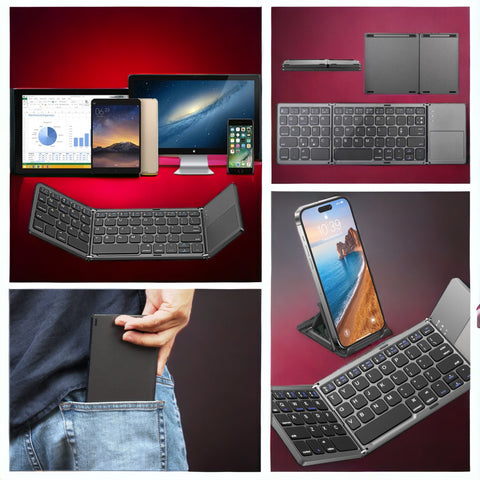 Palm-sized Foldable Bluetooth Keyboard with Touchpad