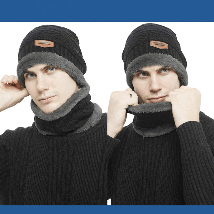 WindWarrior™ Wool Hat and Scarf Winter  Set - Indigo-Temple