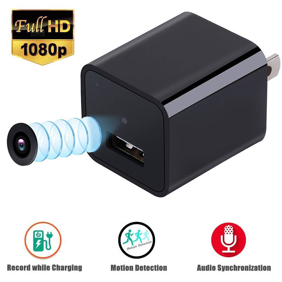 1080p HD USB Wall Charger Hidden Spy Camera - Indigo-Temple