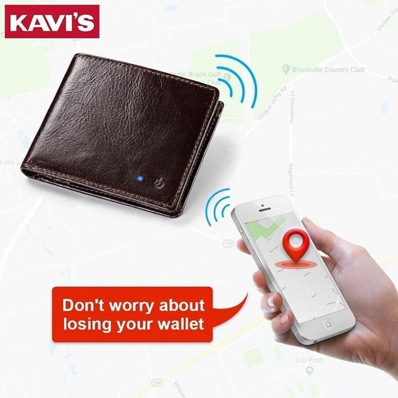Anti-Lost/Theft Bluetooth Genuine  Leather Smart-Wallet - Indigo-Temple