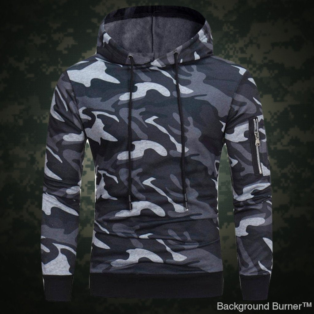 Delta 433 -Tactical Side Pocket Camouflage Hoodie - Indigo-Temple