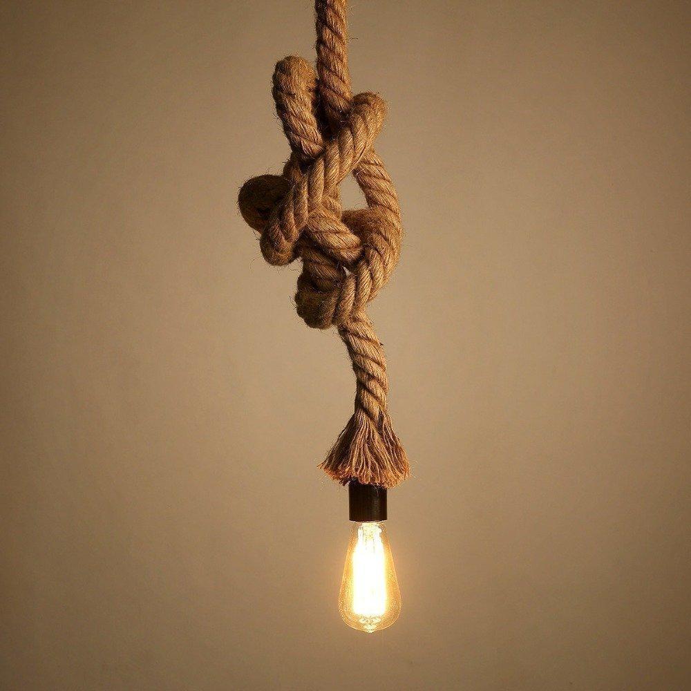 Decorative Retro Vintage Hemp Rope Lamp - Indigo-Temple