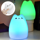Rechargeable 7 Color Soft Touch LED Cat Night Light - Indigo-Temple