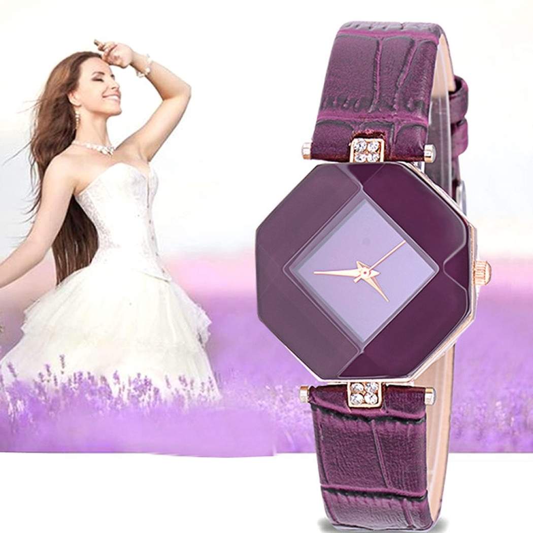 Glamorous Geometric Gem-Cut Women's Watch - Indigo-Temple
