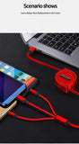 Retractable 3 In 1 USB  Portable Charging Cable
