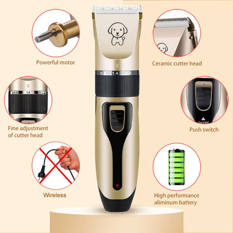 Ultra-Quiet Rechargeable Professional Dog Grooming Clipper