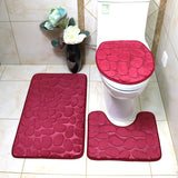 Bathroom Anti-Slip Absorbent Cobblestone Mat Set